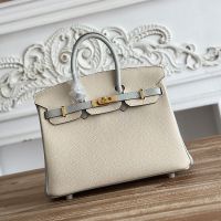 Hermes Birkin 25 Bag Togo Bicolor Leather Gold Hardware In Beige/Grey