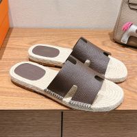 Hermes Antigua Espadrilles Men Epsom Calfskin In Coffee