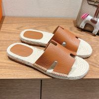 Hermes Antigua Espadrilles Men Grained Calfskin In Brown