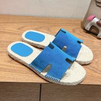 Hermes Antigua Espadrilles Men Suede In Blue