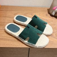 Hermes Antigua Espadrilles Men Suede In Green