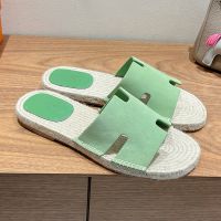 Hermes Antigua Espadrilles Men Suede In Light Green