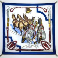Hermes Attelage En Arbalete Foreve Scarf 90 In Blue