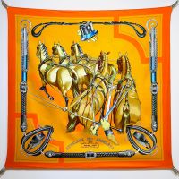Hermes Attelage En Arbalete Foreve Scarf 90 In Orange