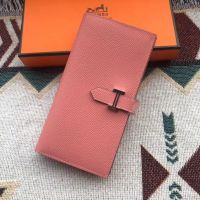 Hermes Bearn Wallet Epsom Leather In Pink