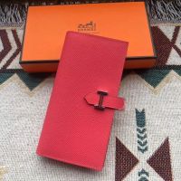 Hermes Bearn Wallet Epsom Leather In Red