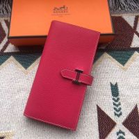 Hermes Bearn Wallet Epsom Leather In Rose