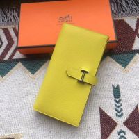 Hermes Bearn Wallet Epsom Leather In Yellow