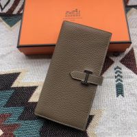 Hermes Bearn Wallet Togo Leather In Etain Grey