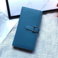 Hermes Bearn Wallet Togo Leather In Light Blue