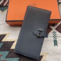 Hermes Bearn Wallet Togo Leather In Navy Blue