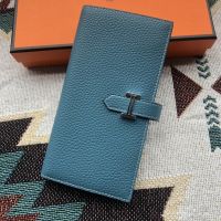 Hermes Bearn Wallet Togo Leather In Teal