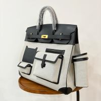 Hermes Birkin Cargo Bag Swift Leather and Canvas Palladium Hardware In Black
