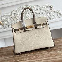 Hermes Birkin 25 Bag Togo Bicolor Leather Gold Hardware In Beige/Khaki