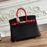 Hermes Birkin 25 Bag Togo Bicolor Leather Gold Hardware In Black/Red