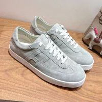 Hermes Boomerang Sneakers Unisex Suede In Grey