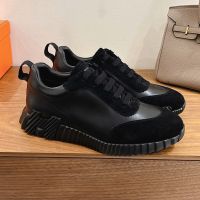 Hermes Bouncing Sneakers Unisex Calfskin and Suede In All Black