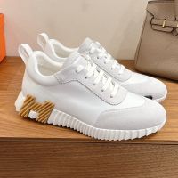 Hermes Bouncing Sneakers Unisex Calfskin and Suede In Grey