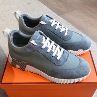 Hermes Bouncing Sneakers Unisex Calfskin and Suede In Teal