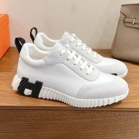Hermes Bouncing Sneakers Unisex Calfskin and Suede In White