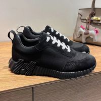 Hermes Bouncing Sneakers Unisex Canvas and Suede In Black