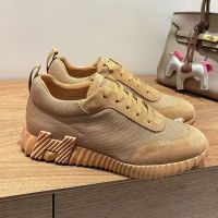 Hermes Bouncing Sneakers Unisex Canvas and Suede In Brown