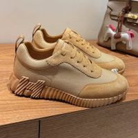 Hermes Bouncing Sneakers Unisex Canvas and Suede In Camel