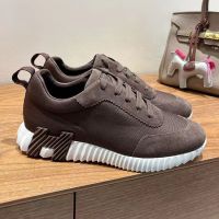 Hermes Bouncing Sneakers Unisex Canvas and Suede In Taupe
