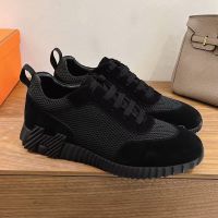 Hermes Bouncing Sneakers Unisex Mesh and Suede In All Black