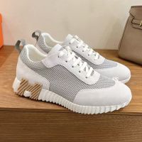 Hermes Bouncing Sneakers Unisex Mesh and Suede In Light Grey