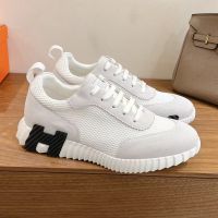 Hermes Bouncing Sneakers Unisex Mesh and Suede In White