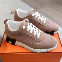 Hermes Bouncing Sneakers Unisex Textured Mesh and Suede In Brown