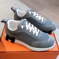 Hermes Bouncing Sneakers Unisex Textured Mesh and Suede In Light Blue