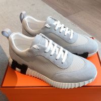 Hermes Bouncing Sneakers Unisex Textured Mesh and Suede In Sky Blue