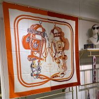 Hermes Brides De Gala Applique Pique Shawl 140 In Orange