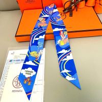 Hermes Carres Volants Twilly In Blue
