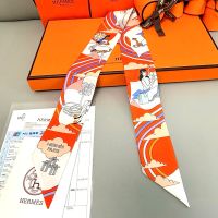 Hermes Carres Volants Twilly In Orange
