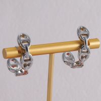 Hermes Chaine D'Ancre Enchainee Climber Earrings In Silver