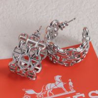 Hermes Chaine D'Ancre Enchainee Three-Layer Earrings In Silver