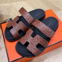 Hermes Chypre Slides Women Calfskin In Brown