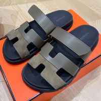 Hermes Chypre Slides Women Calfskin and Suede In Green