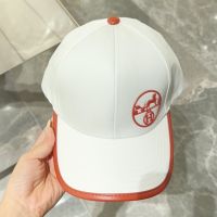 Hermes Classic Logo Baseball Cap Cotton In White