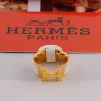 Hermes Clic H Ring Gold Hardware In White