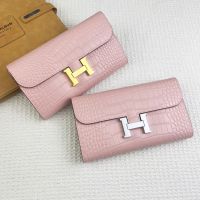 Hermes Constance Wallet Alligator Leather In Pink