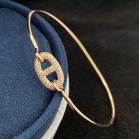 Hermes Crystals Ronde Chaine D'Ancre Bracelet In Gold