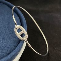 Hermes Crystals Ronde Chaine D'Ancre Bracelet In Silver