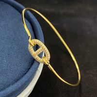 Hermes Crystals Ronde Chaine D'Ancre Bracelet In Yellow Gold