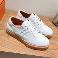 Hermes Deep Sneakers Unisex Calfskin and Suede In White