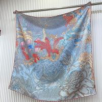 Hermes Faubourg Tropical Detail Scarf 90 In Blue