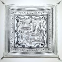 Hermes Festival des Amazones Bandana Scarf 90 In White
